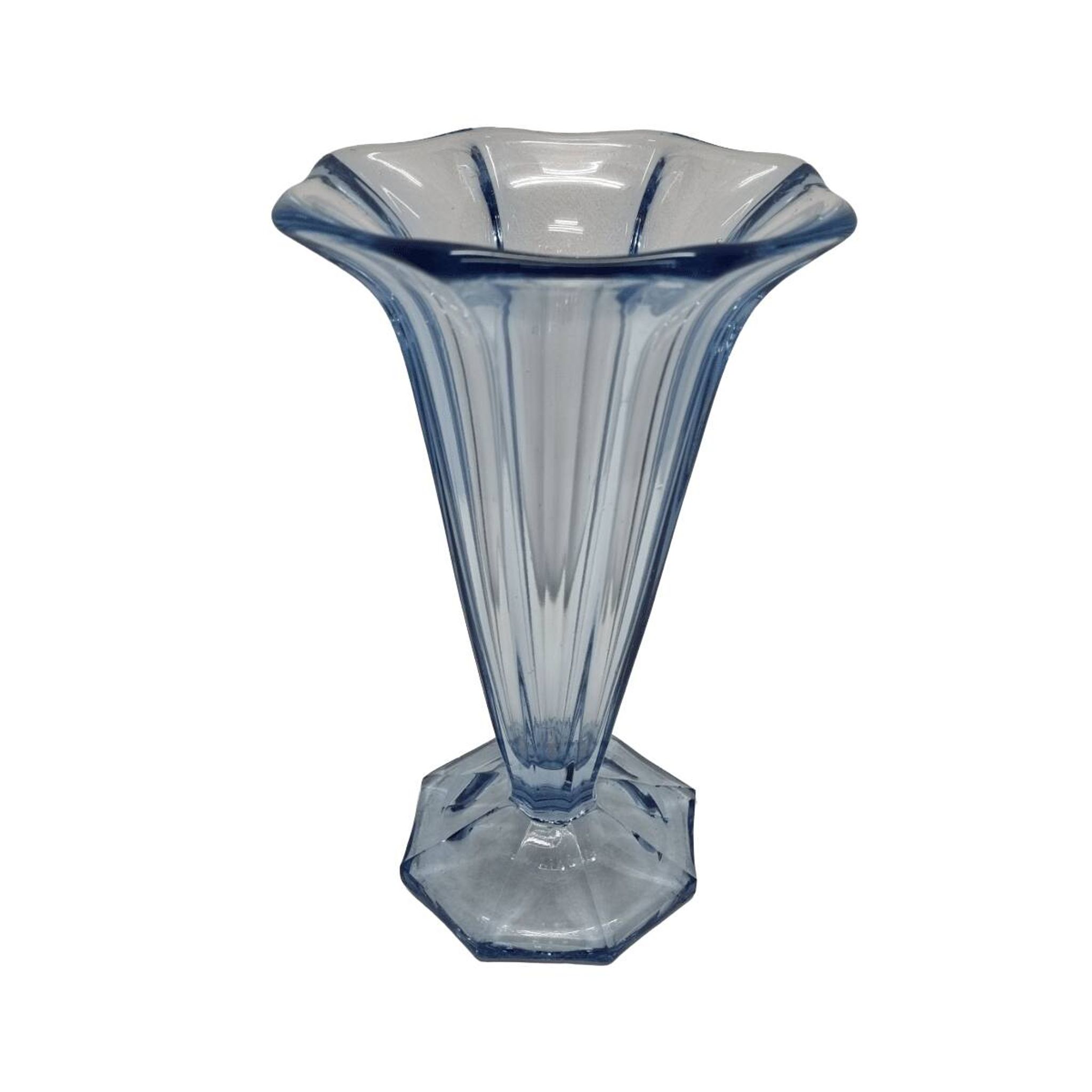 Vase Art Déco en forme de tulipe bleue