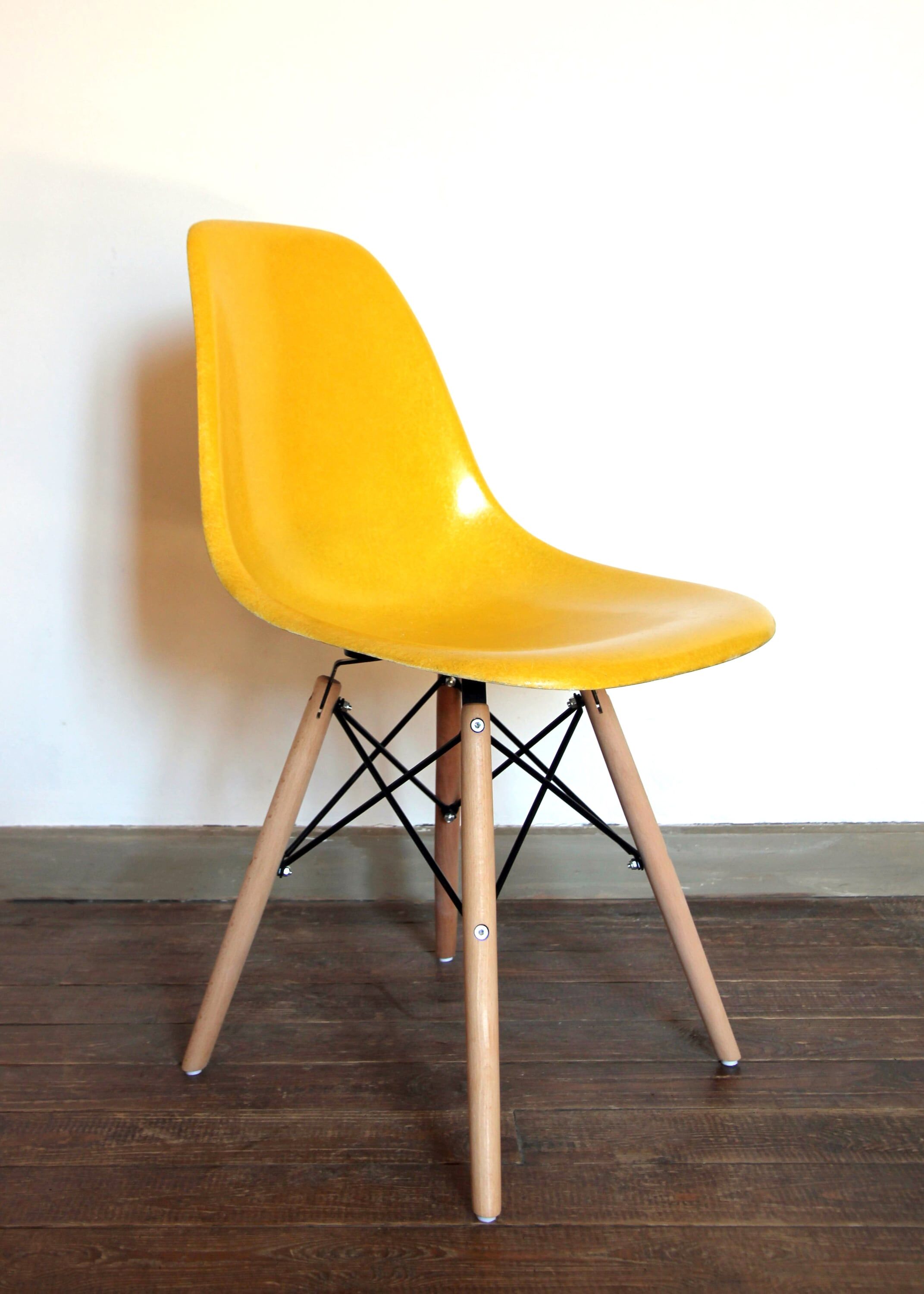 Pair of Yellow DSW Chairs by Charles and Ray Eames for Herman Miller
