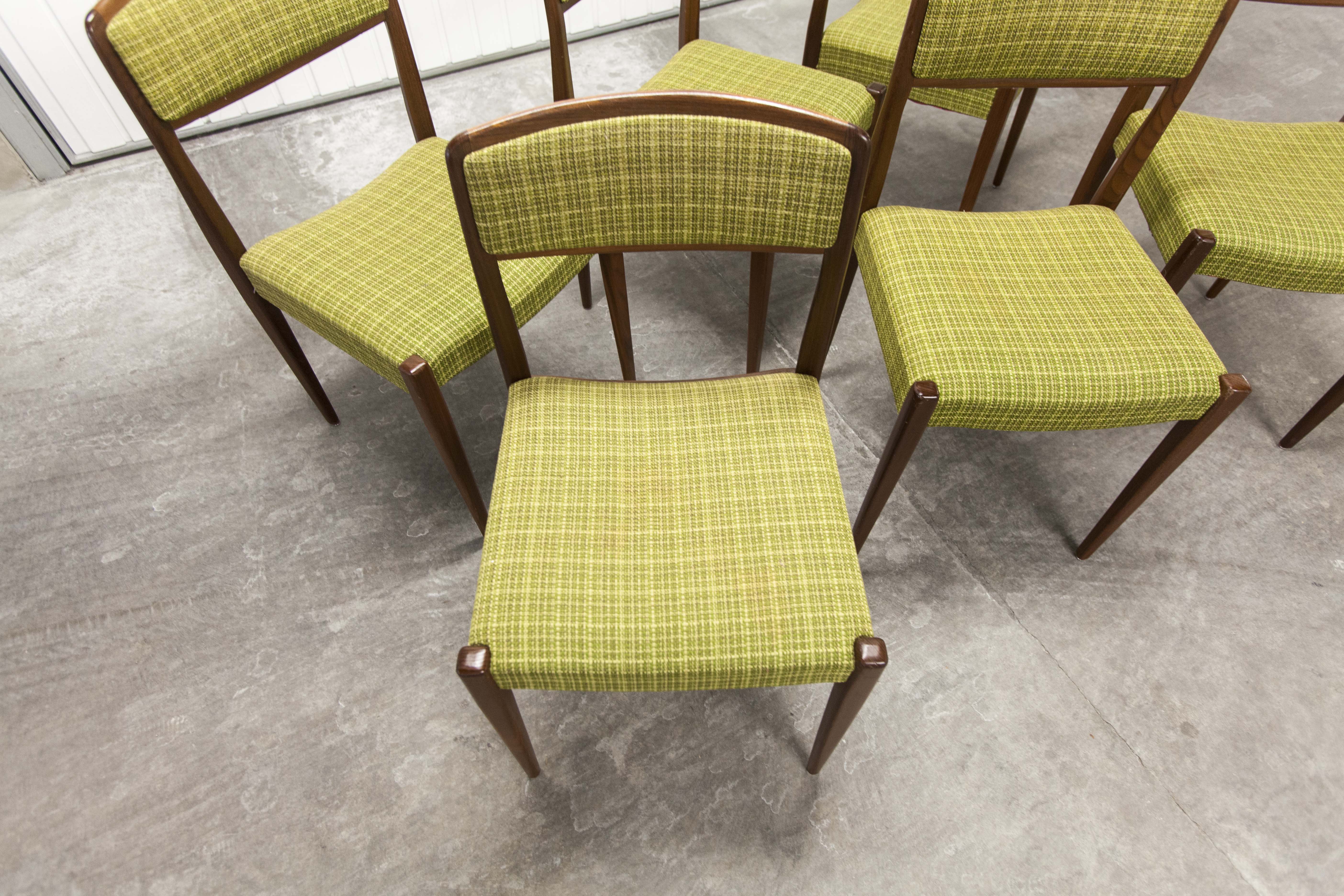Lot of 6 teak and fabric chairs