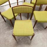 Lot of 6 teak and fabric chairs