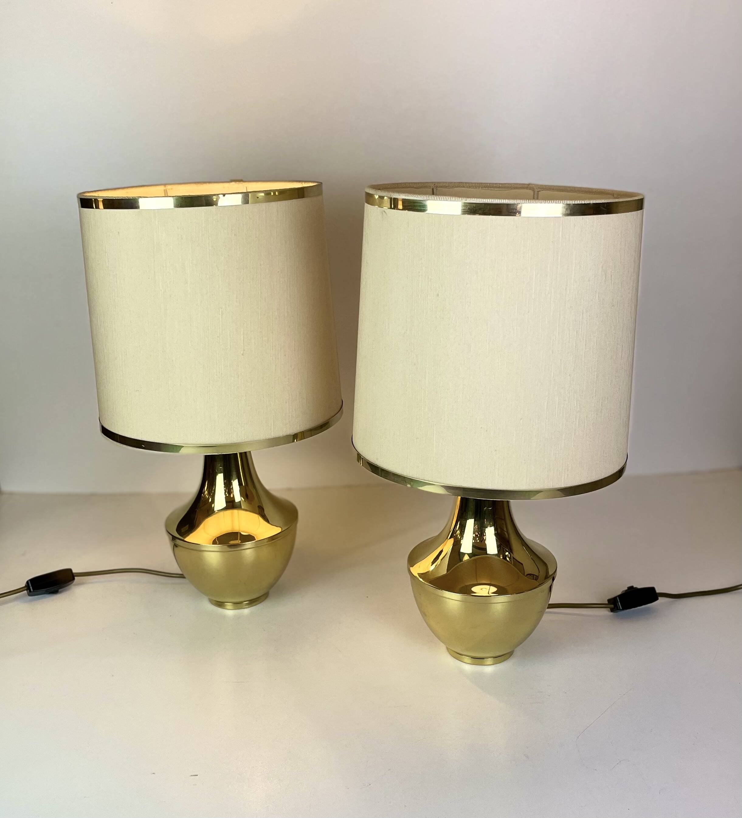 Pair of Italian Brass Table Lamp, 1970s