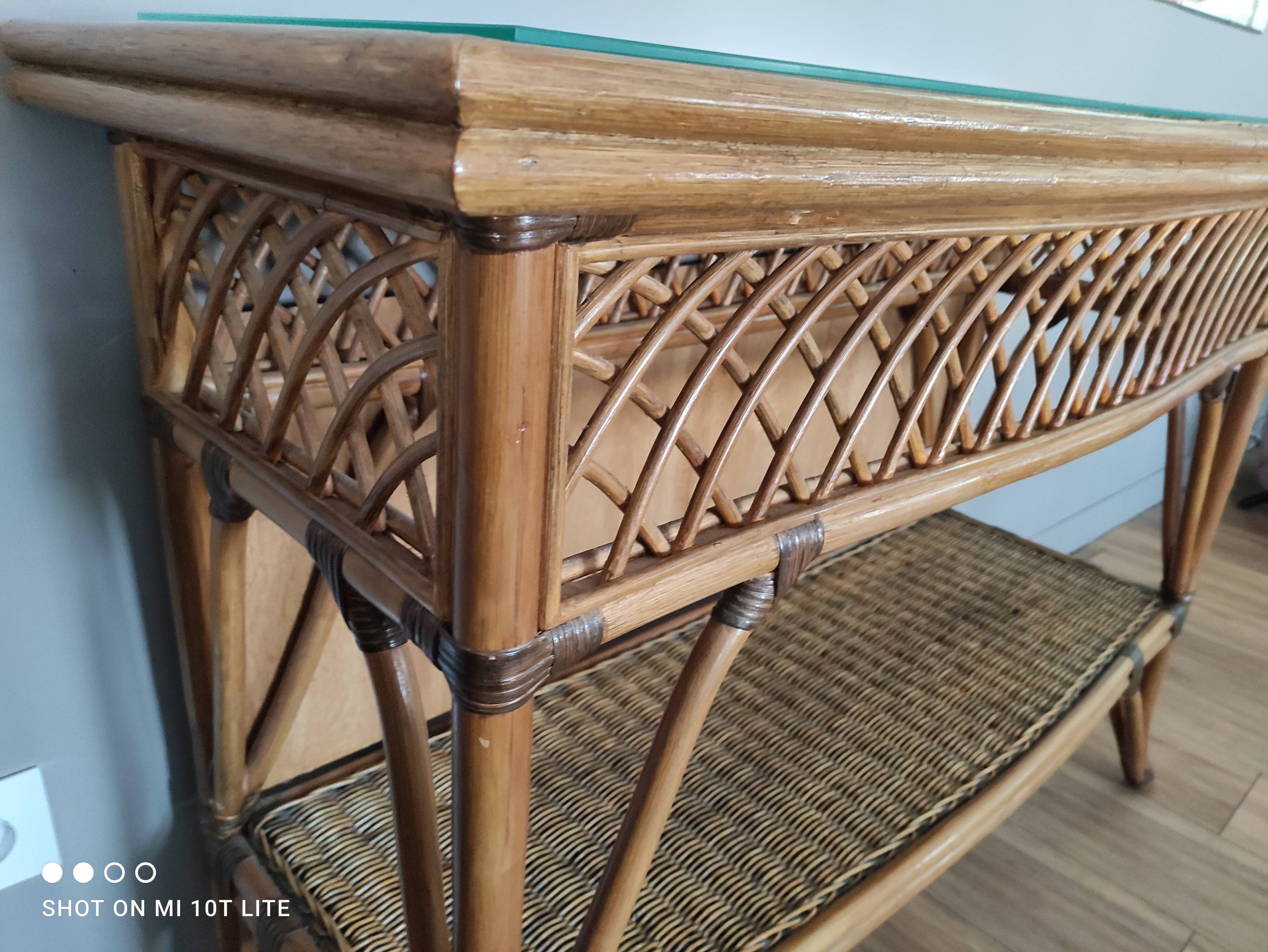 Vintage rattan console