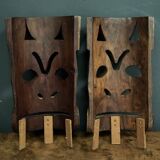 Pair of mid-20th century Africanist statue masks in carved wood