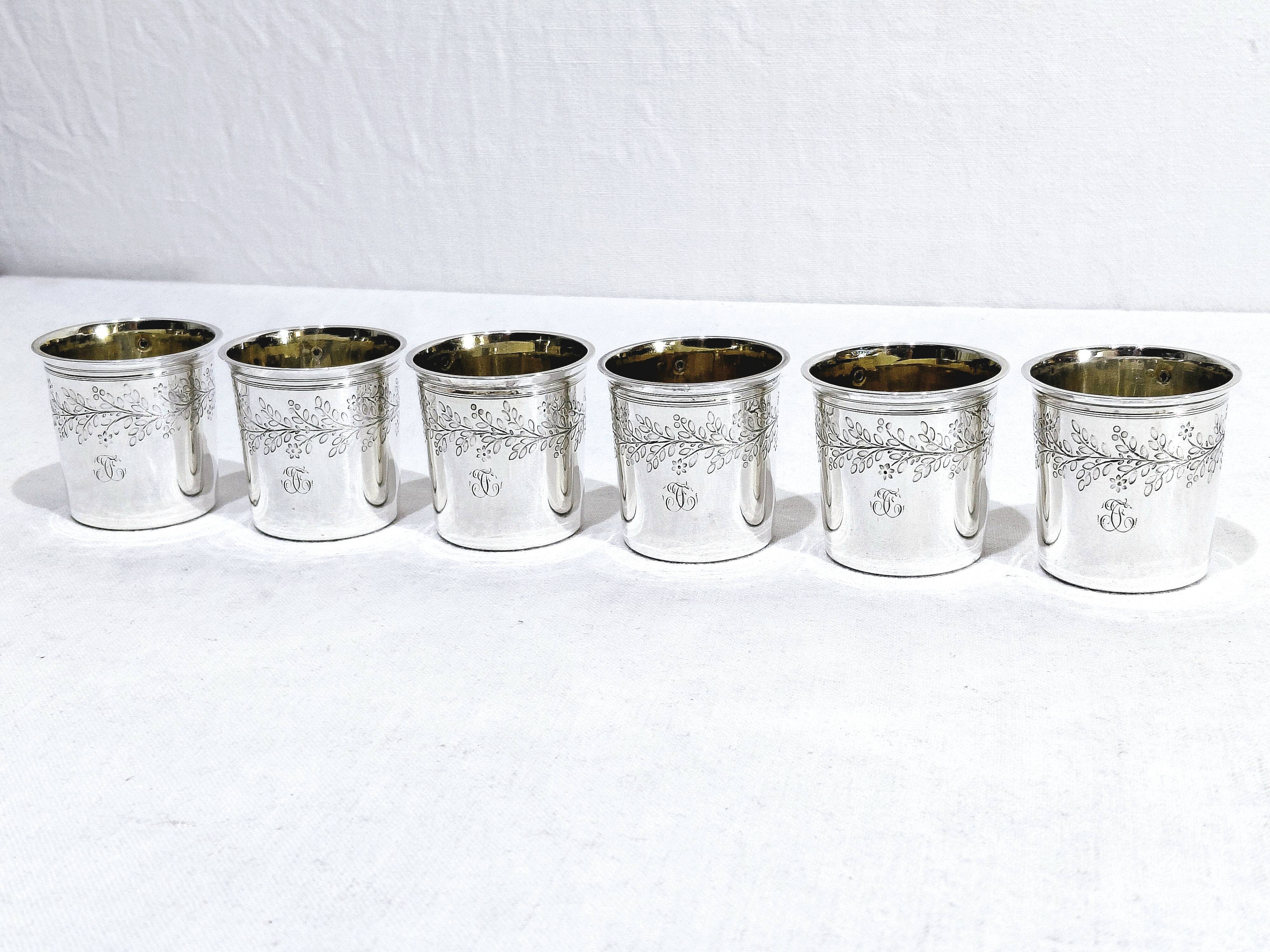 Hippolyte Fournerot - 6 Silver Liqueur Glasses