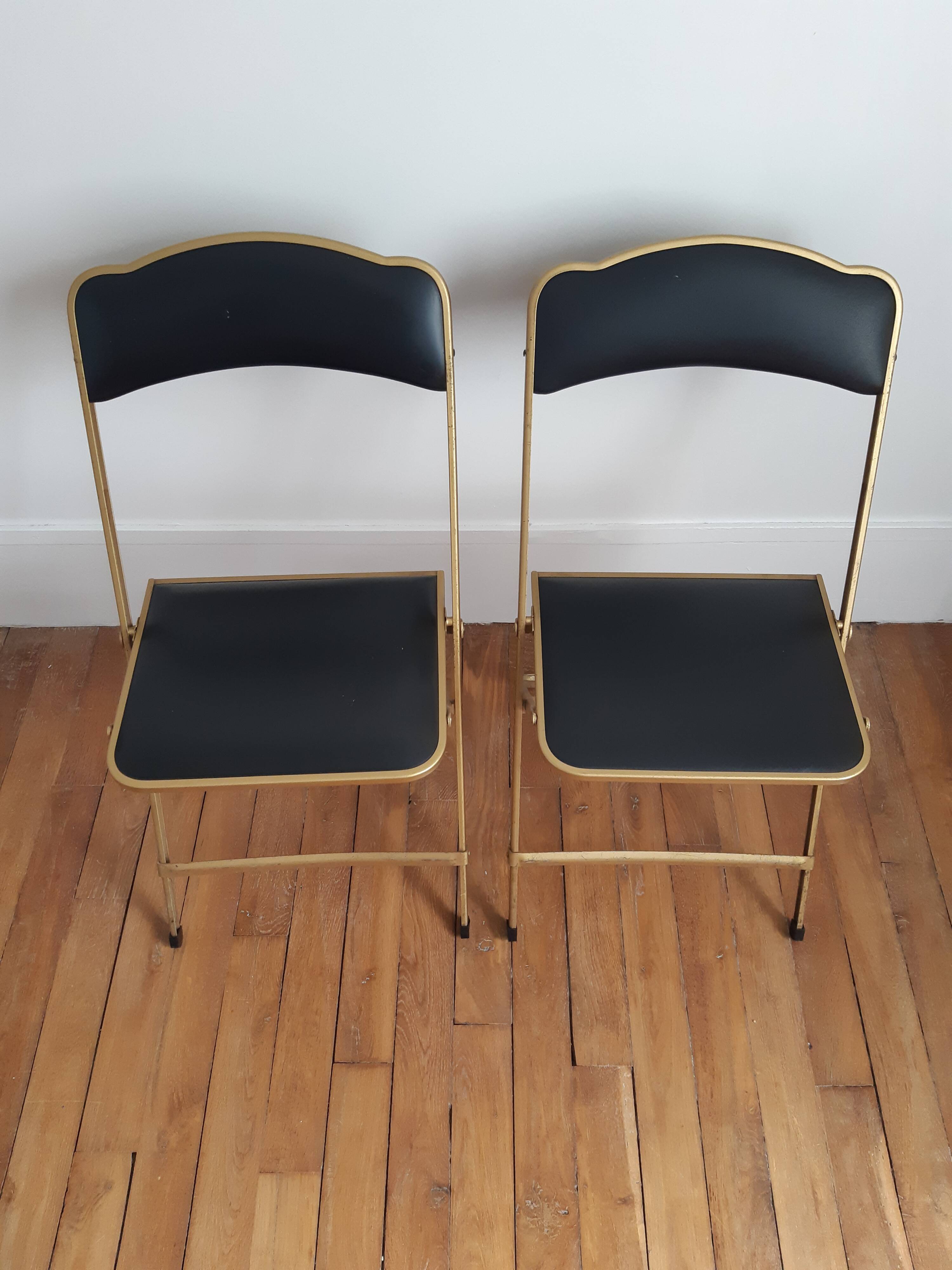 Lot de 2 chaises pliantes skai et métal