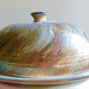 Signature vintage glazed stoneware cheese tray and bell
