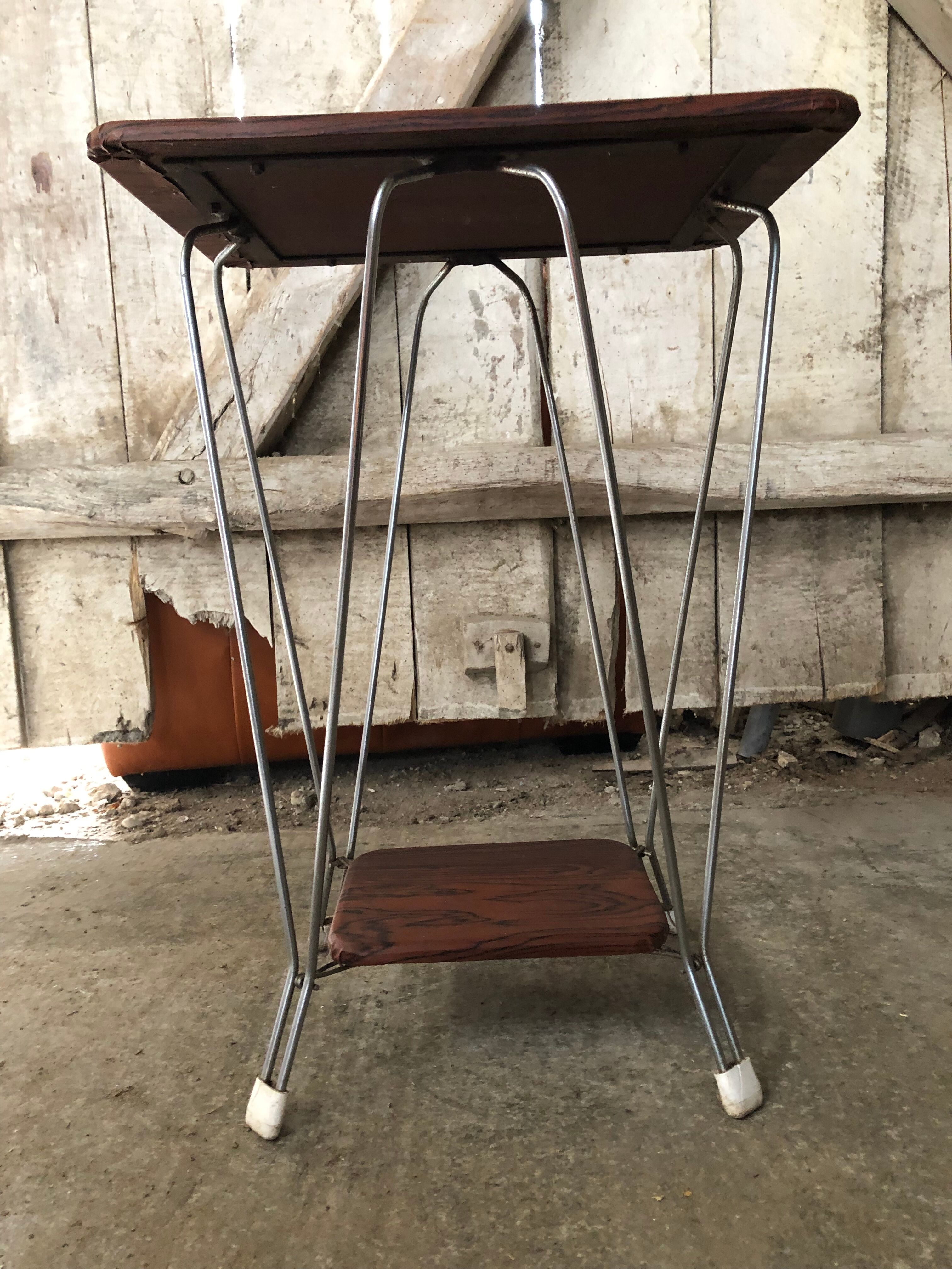 Old Double Tray Harness Wood + Feet Metal Curved Vintage