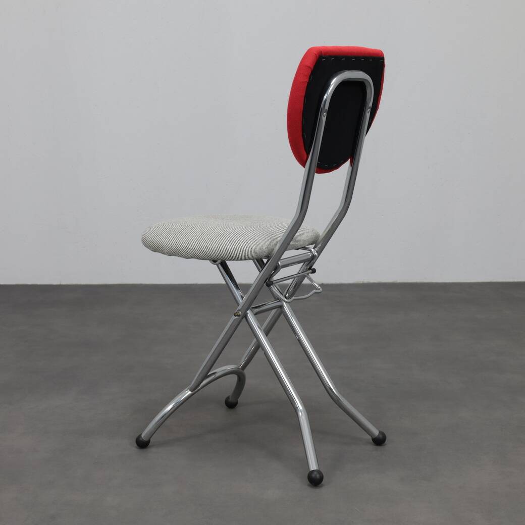 Set of 4 Postmodern Folding Chairs in Chrome and Wool, Italy, 1990s