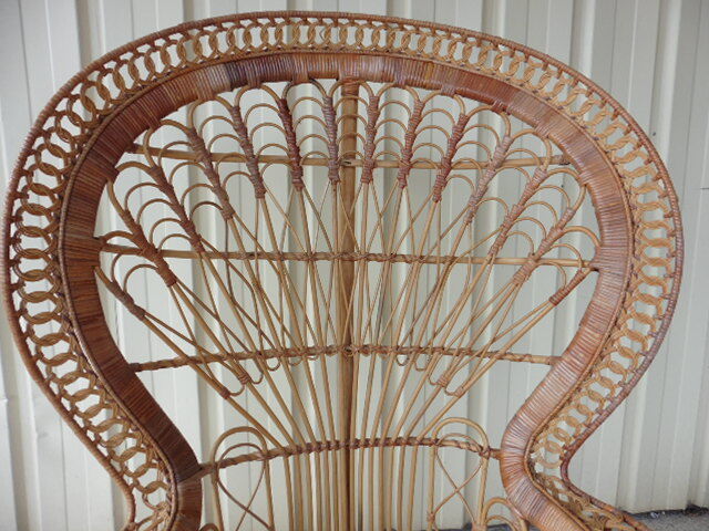 Fauteuil Emmanuelle en osier avec son coussin