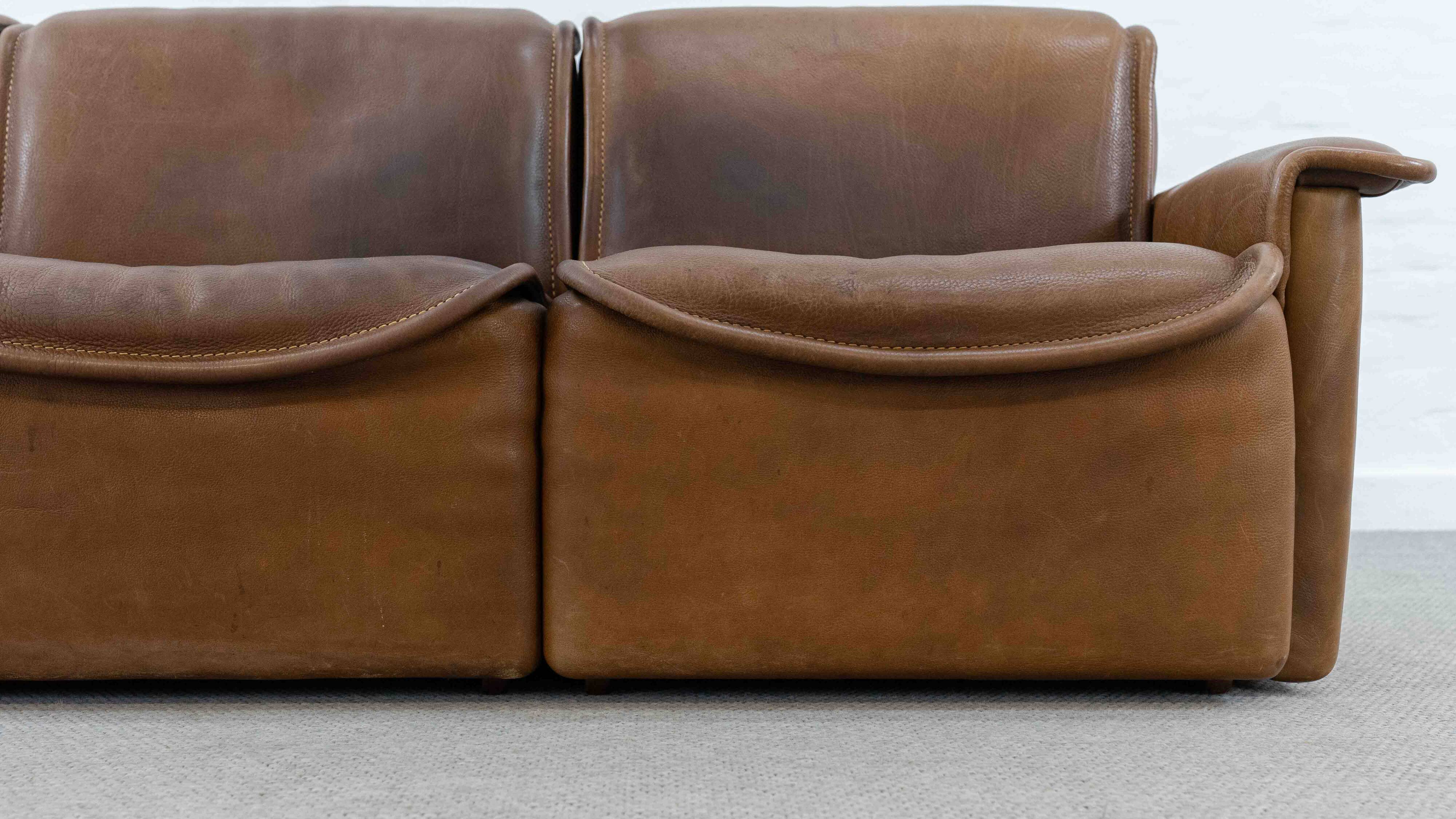 Modular De Sede Sofa DS-12 in cognac leather, 70s