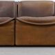 Canapé modulable De Sede DS-12 en cuir cognac, années 70