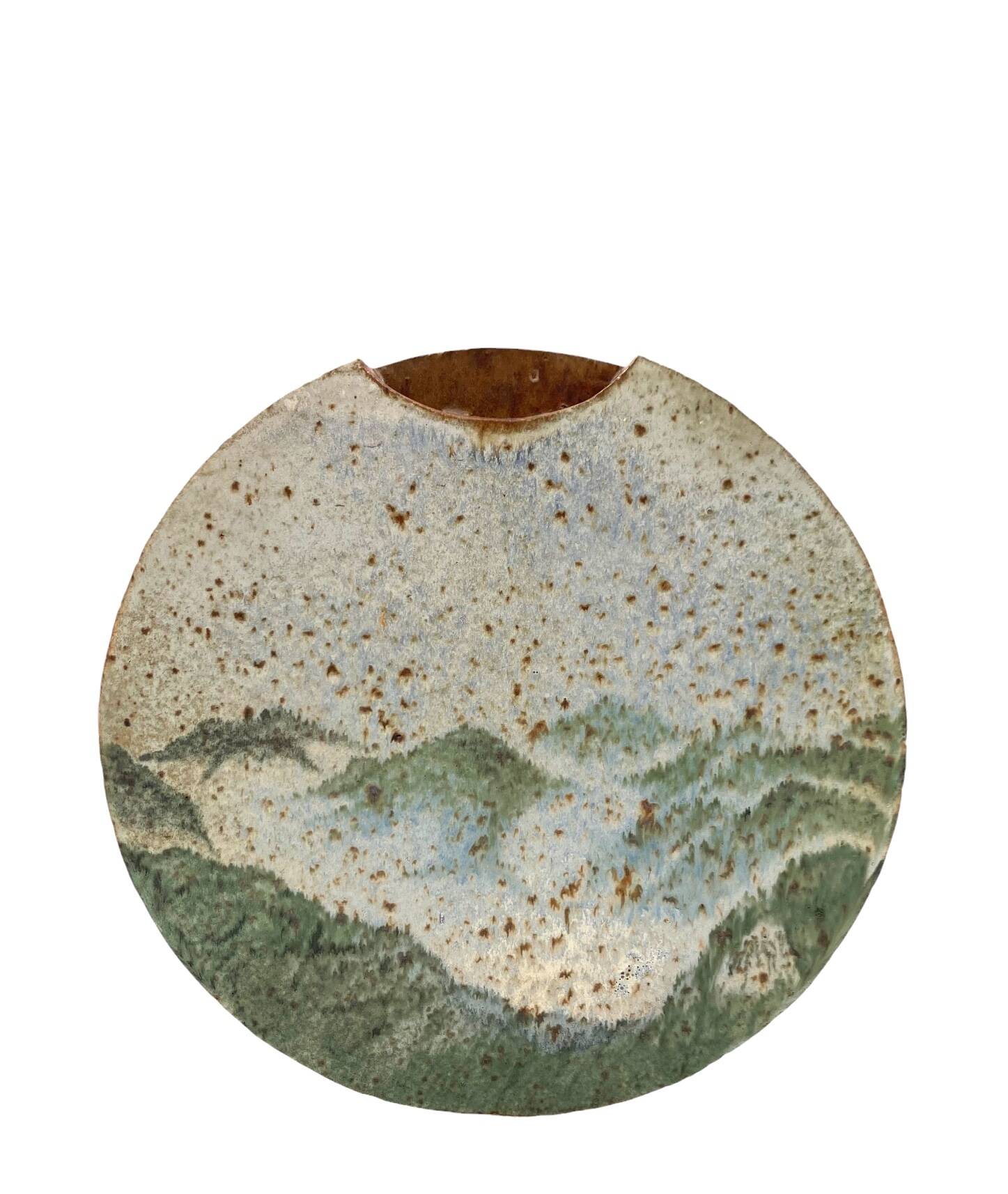 Pierre Devie, Mid-century modern green ceramic solifleur vase, France 1980