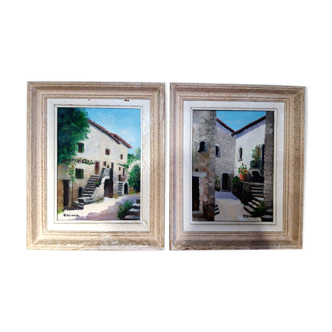 Serie de 2 tableaux Ruelles Provinciales