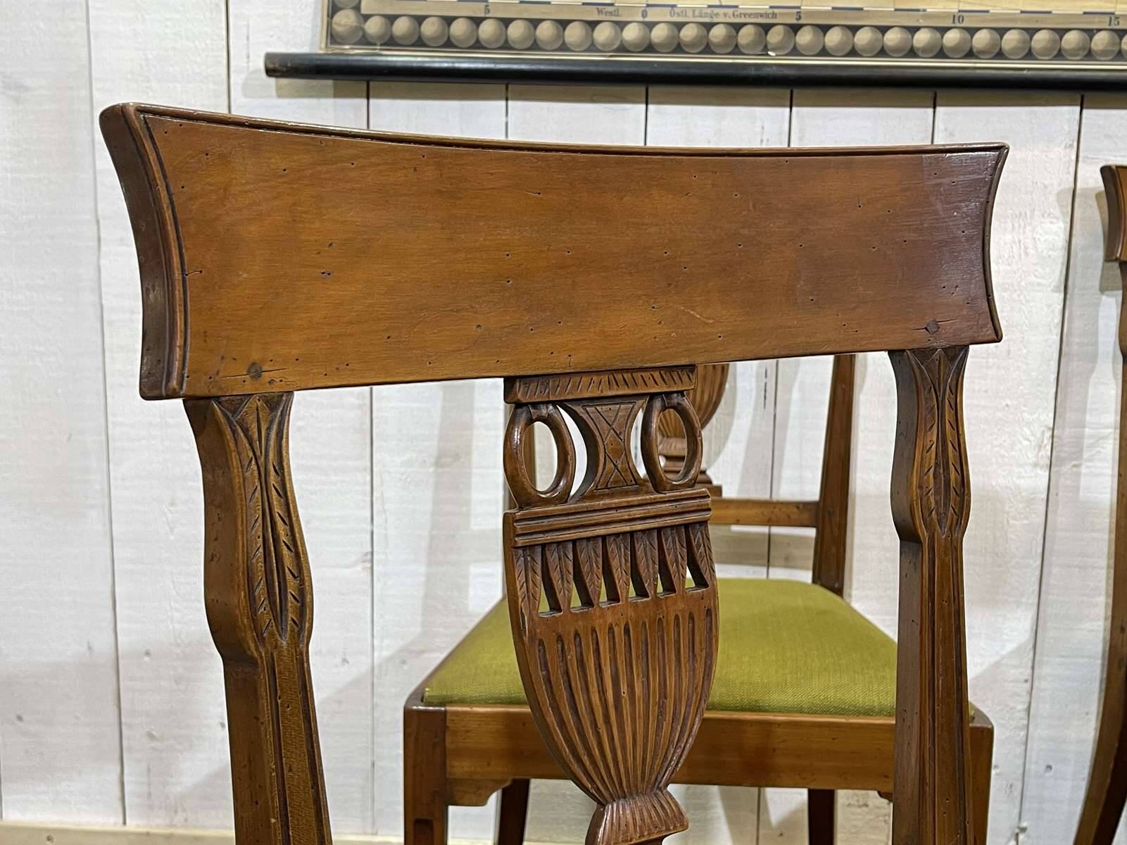 Set of 6 Directoire style cherry wood chairs, 1960s.