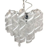 Transparent and white “ricci” murano glass chandelier d50