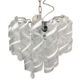 Lustre en verre de murano transparent et blanc « ricci » d50