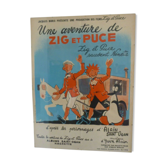 Affiche originale Alain Saint Ogan 1952 Zig et Puce