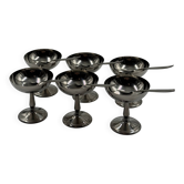 Ensemble de six coupes à dessert en acier inoxydable avec cuillères assorties