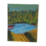 Oil on canvas painting vintage landscape