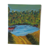 Oil on canvas painting vintage landscape