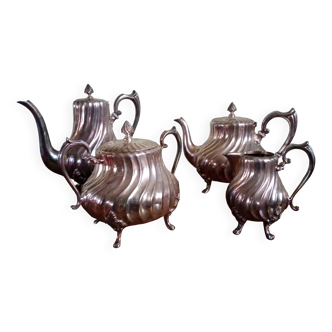 Victor Saglier - Tea & coffee service - Art Nouveau - corrugated silver metal