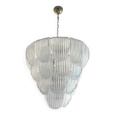 Chandelier en verre de Murano "Pétales" transparent diamante contemporain par Simoe