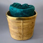 Large rattan and brass basket, Italy, circa 1970s