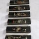6 vintage knife holders, resin inclusion, shells.