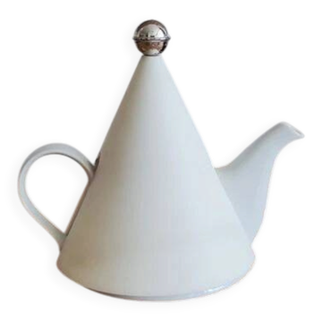 Vintage Conical Teapot Memphis Design Porcelain and Plastic