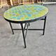 Table basse  ronde en zellige vert et turquoise 60 cm de diamètres