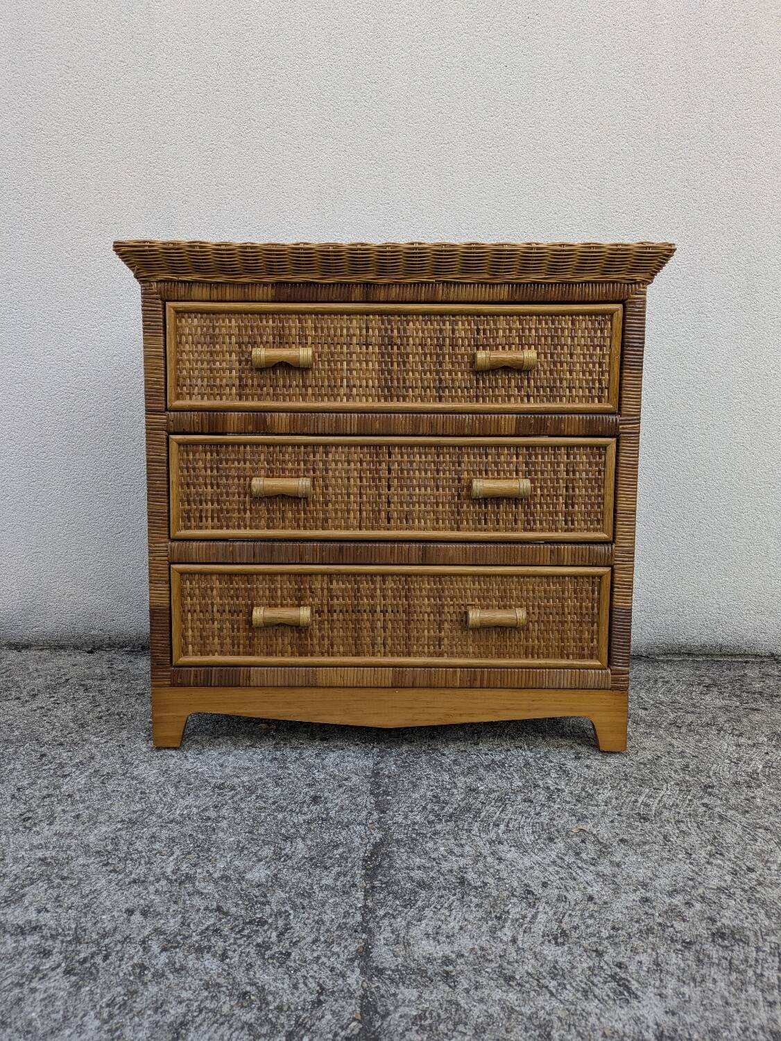 Rattan and wicker chest of drawers