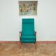 Turquoise armchair with folding footrest, 1960s