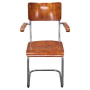 Bauhaus cantilever armchair in chrome tubular steel and beech, 1930s