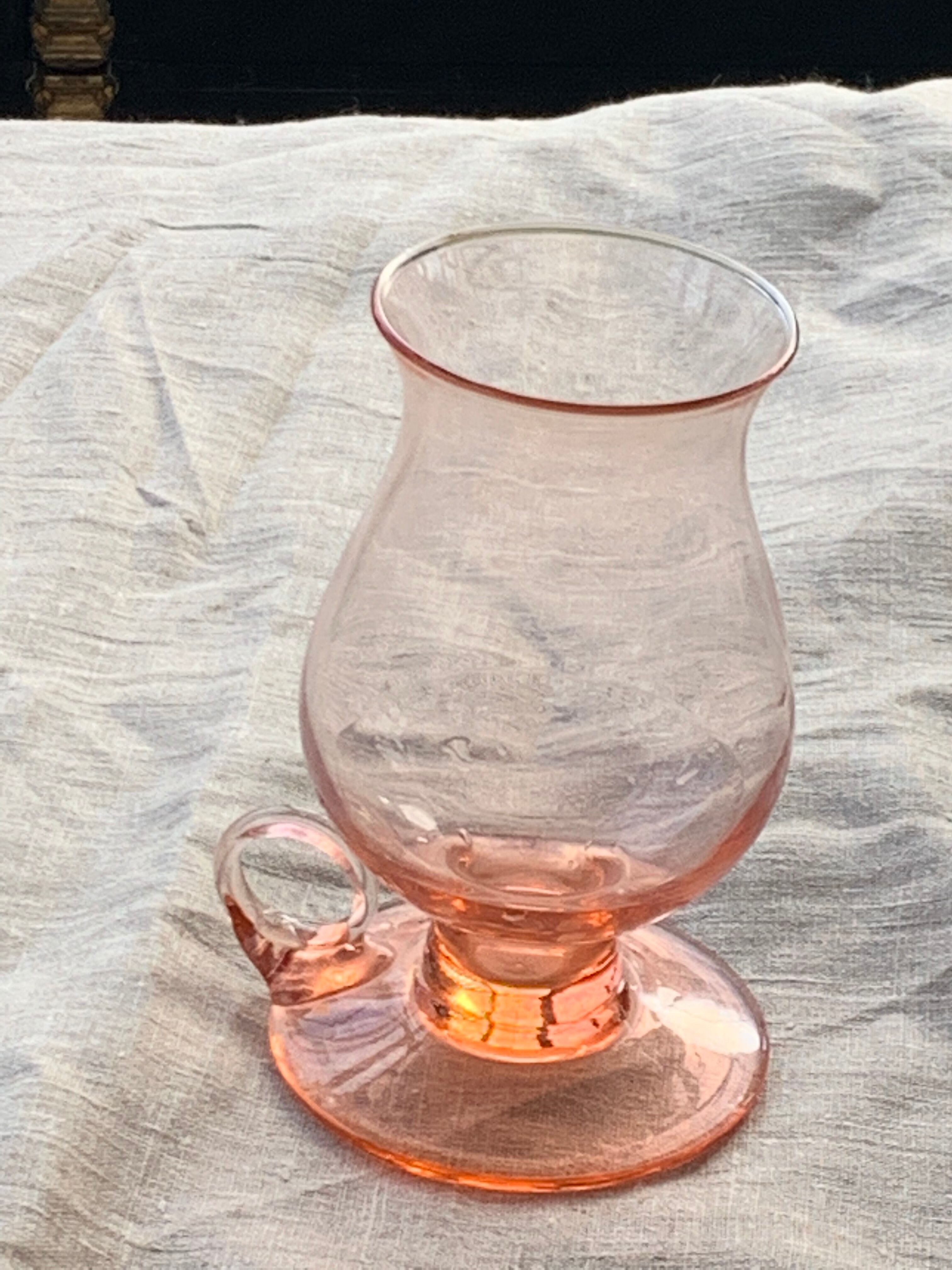 Vintage transparent pink glass photophore
