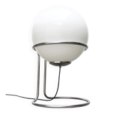 Vintage globe floor lamp in glass and chrome from the space age.