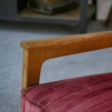 Fauteuil en chêne et velours 1940’s