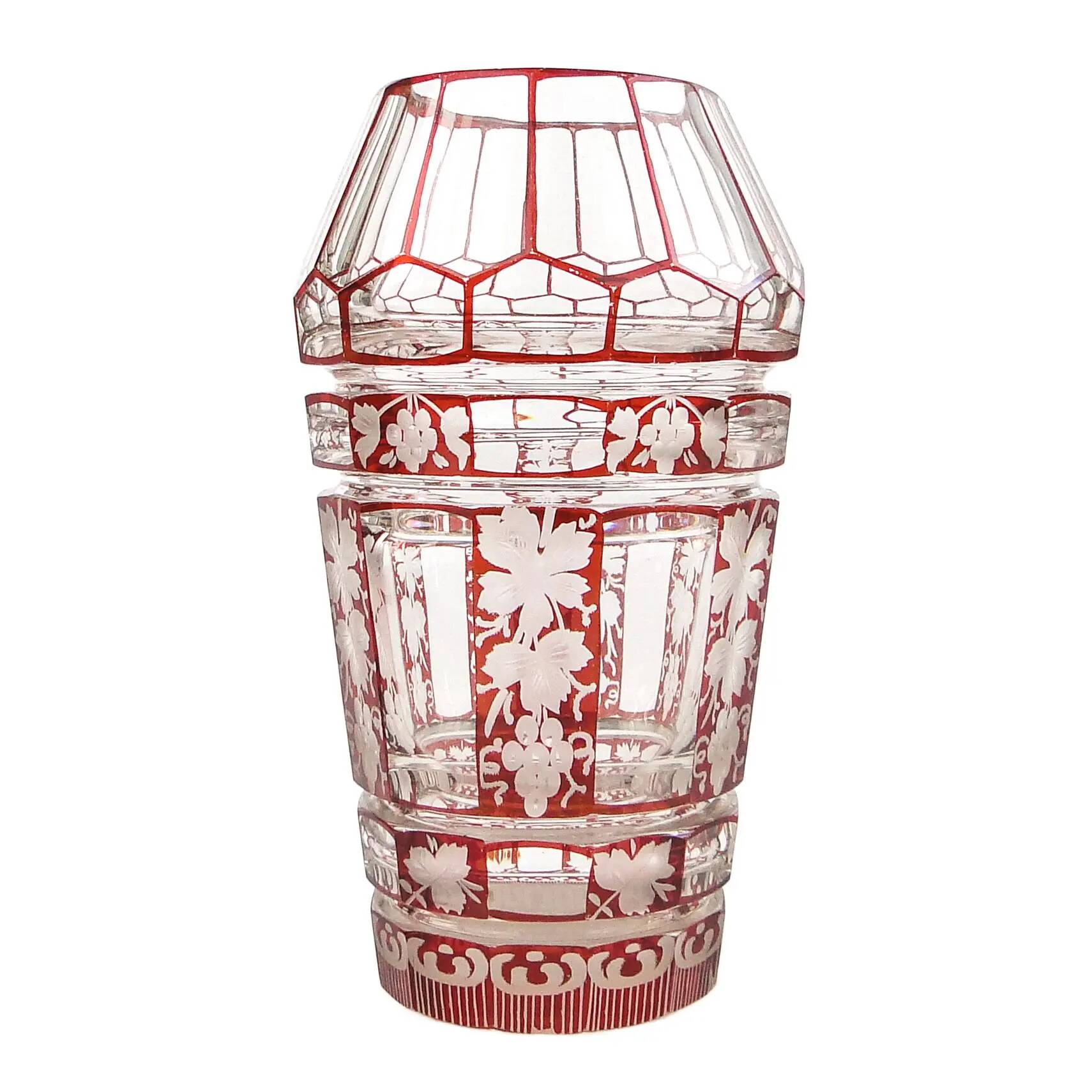 Biedermeier vase, double-layer crystal, Bohemia, Czech Republic, 19th century