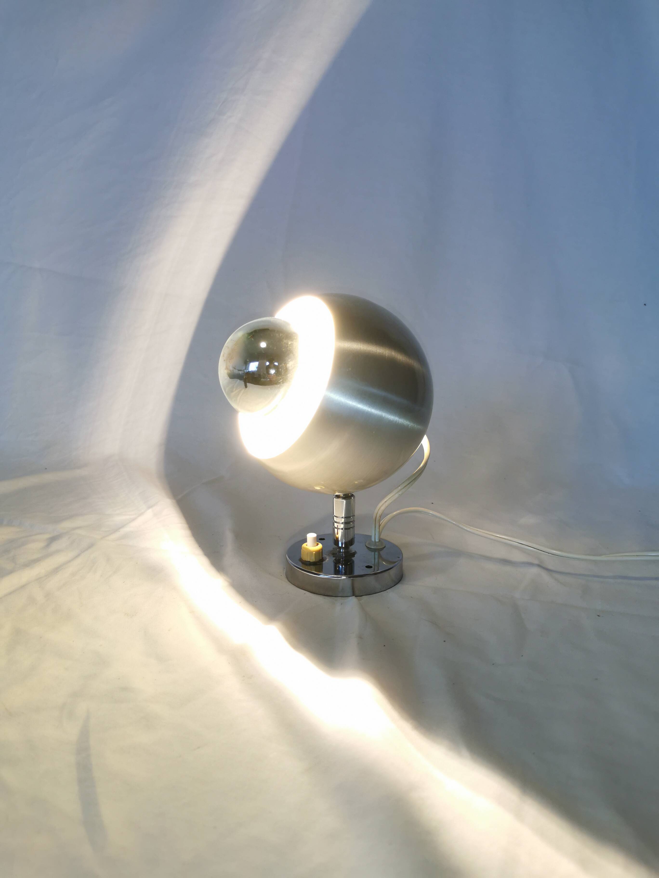 Lampe spot Eyeball aluminium brossé, 1970