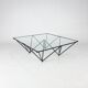 Table basse postmoderne italienne en acier et verre, années 1980