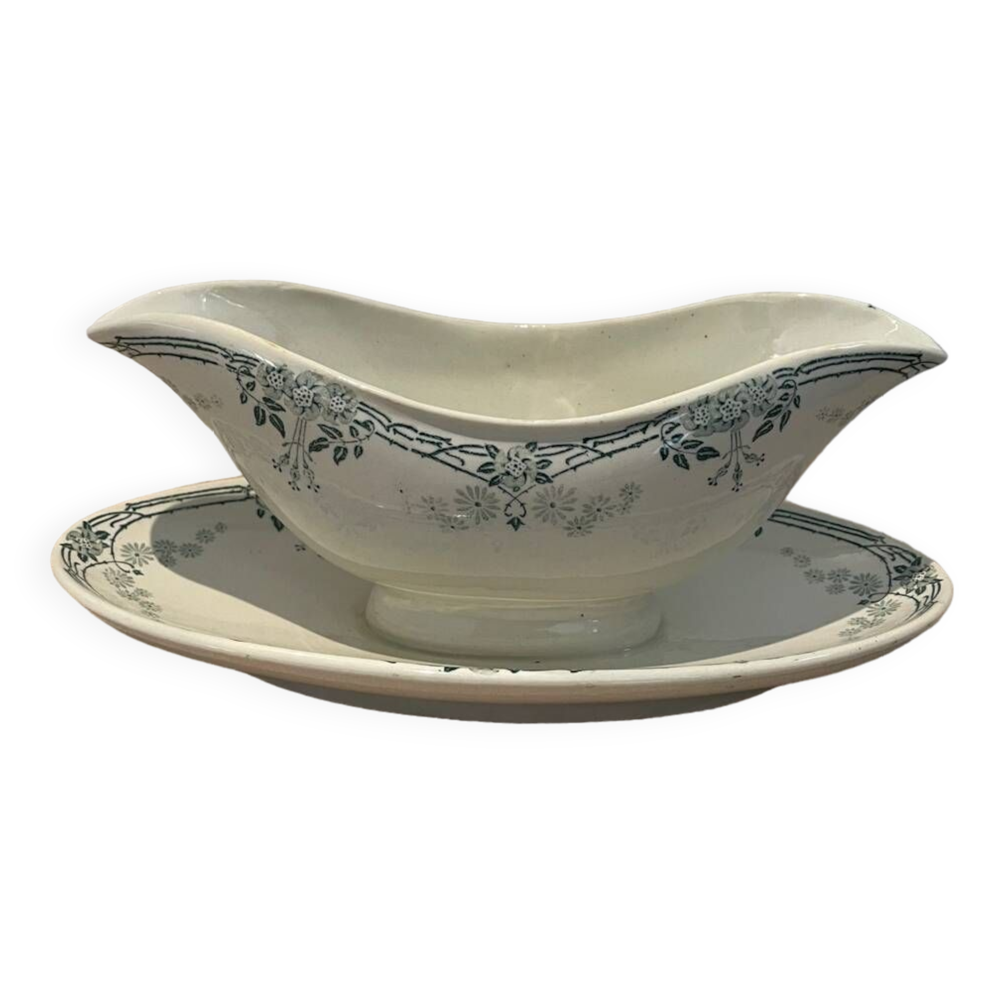 KG Luneville porcelain gravy boat