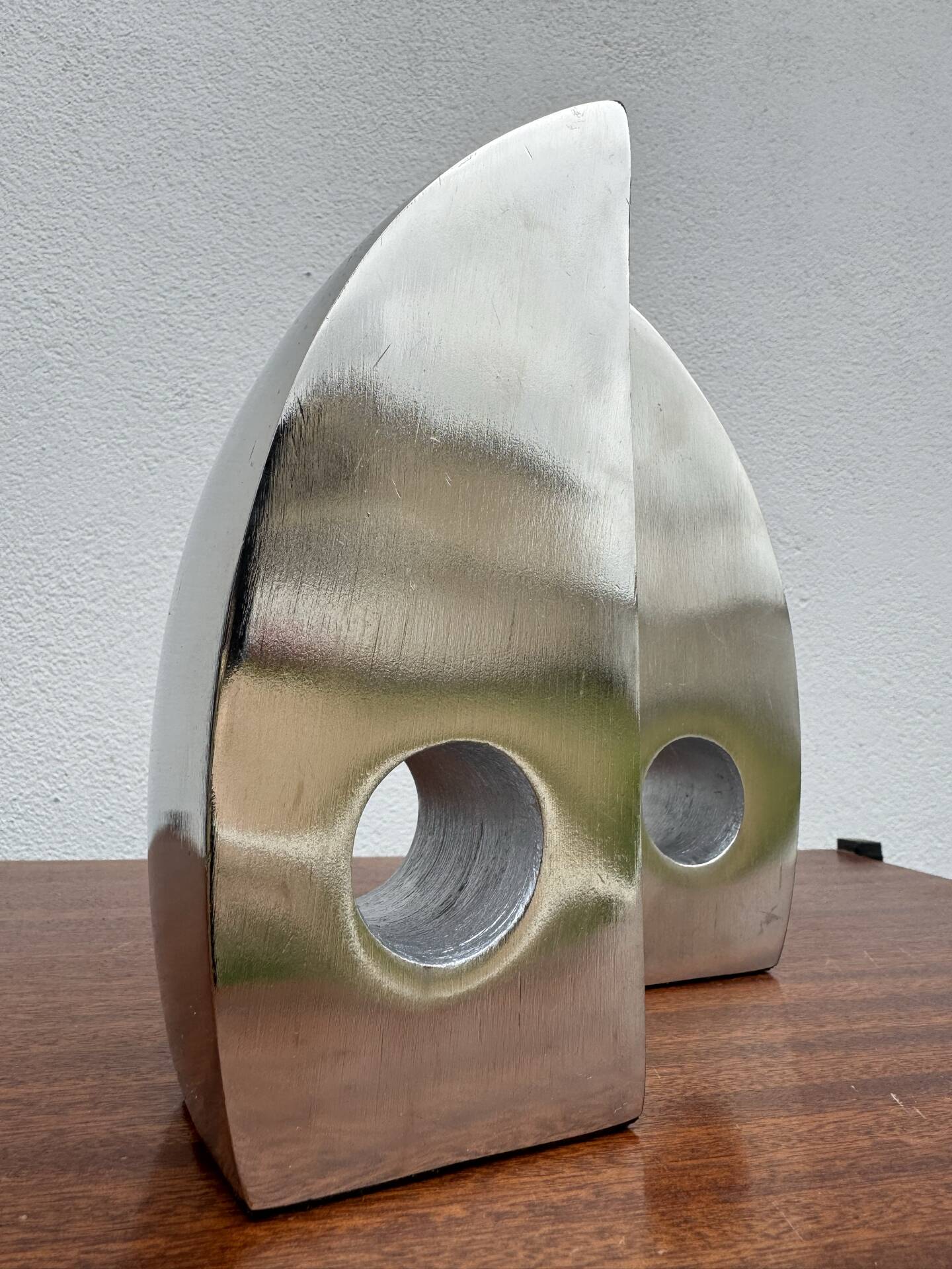 Bookends candle holders chrome aluminium