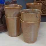 6 Cups cups in vintage Digoin sandstone