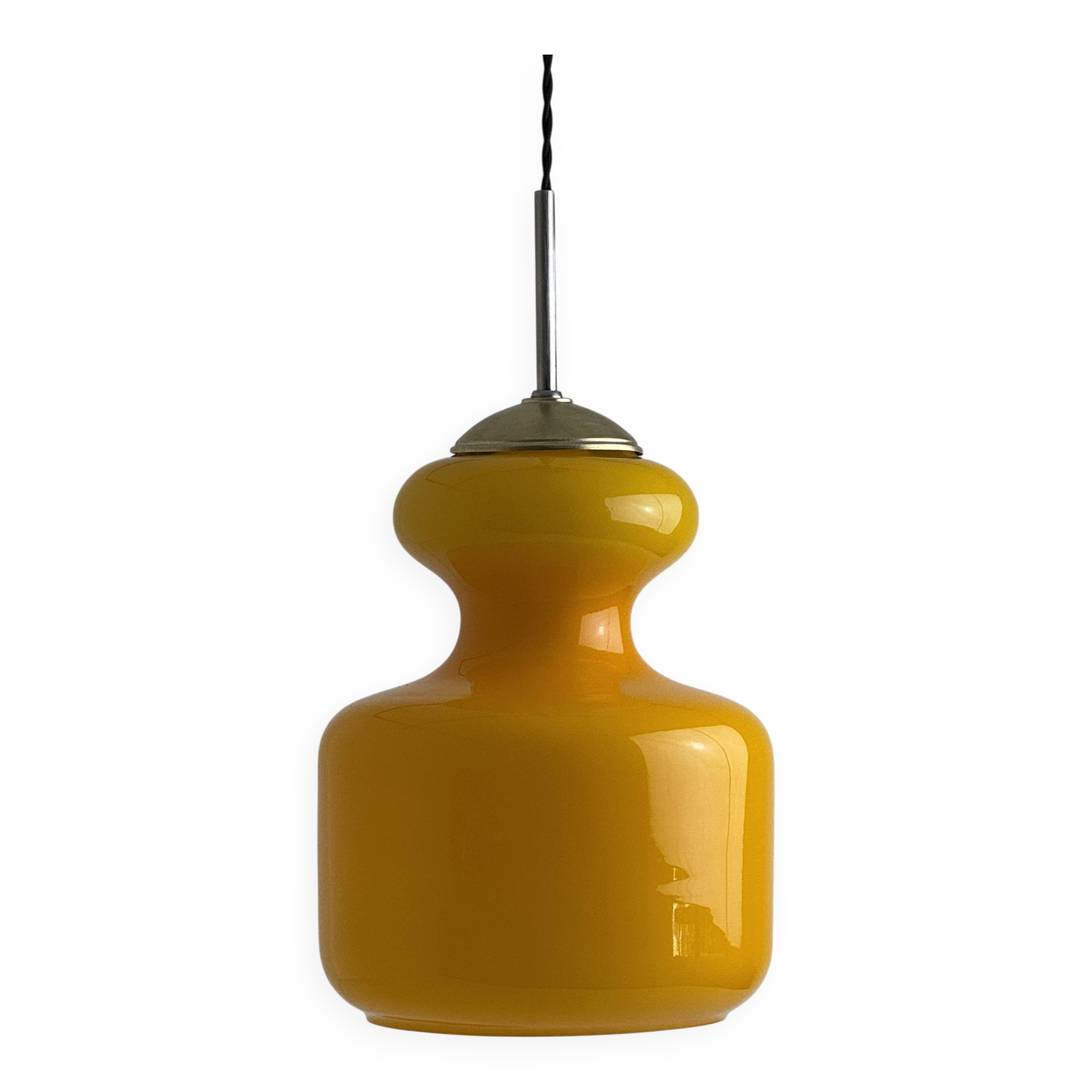 Vintage orange opaline suspension light 1970