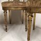 Series of three Louis XVI style chairs in gilded wood, circa 1900