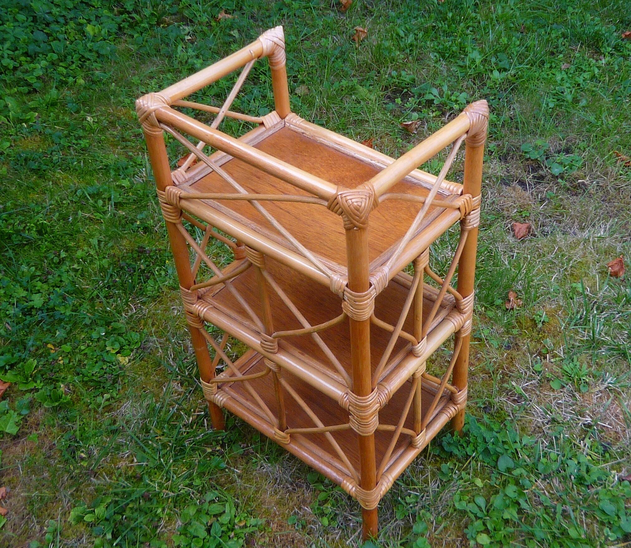 Small rattan shelf, 3 shelves, vintage