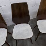 Suite de 6 chaises Baumann modèle 840 G2S finition acajou verni, 1963