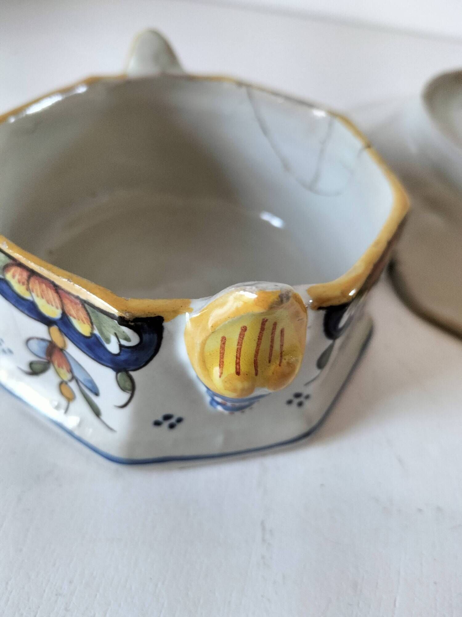 Octagonal jam pot Desvres - Jules Verlingue - Rouen decoration