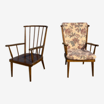 Pair armchairs fan baumann 60s