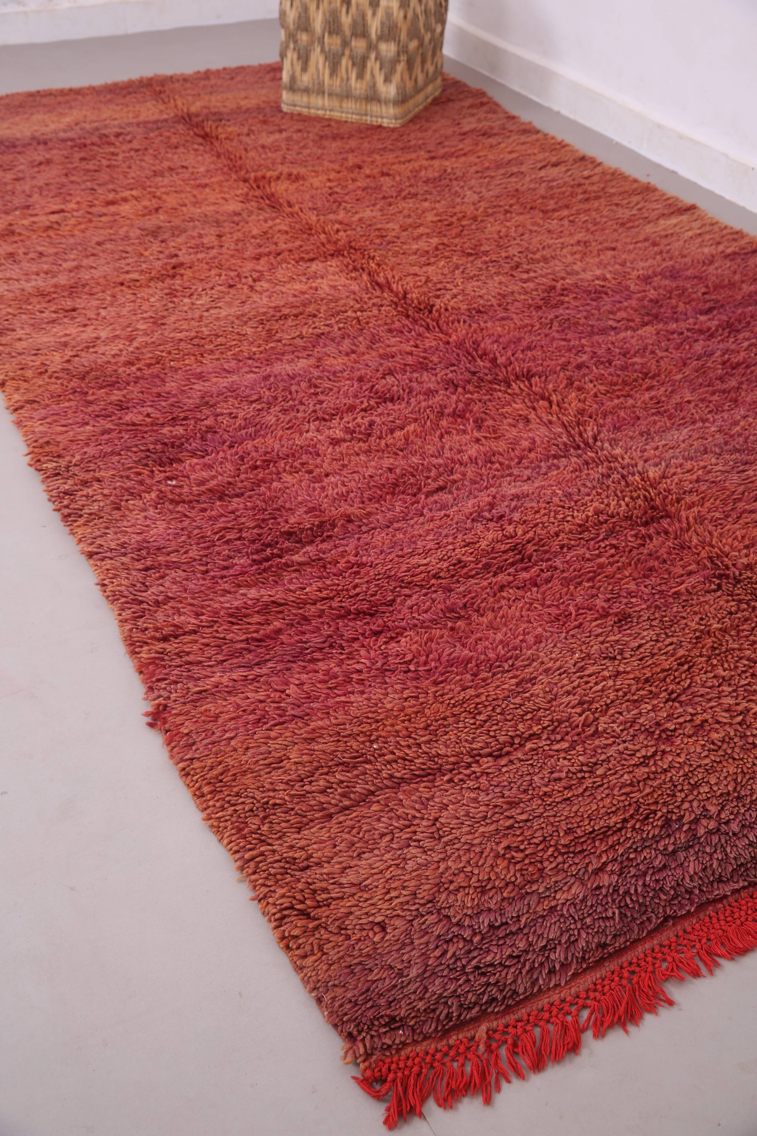 Burgundy Vintage Handmade Moroccan rug 180 x 336 cm - Berber wool Rug