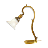Bronze and opaline Art Nouveau lamp